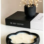 Siyah Çiçek Tabak Mum - Soya Wax